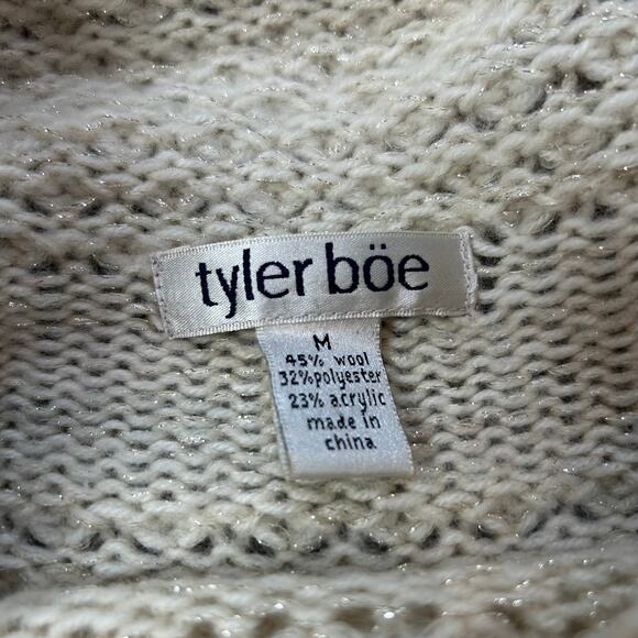 Tyler Böe Wool Blend Funnel Neck Sweater Cream Textured Knit Medium - Picture 5 of 5